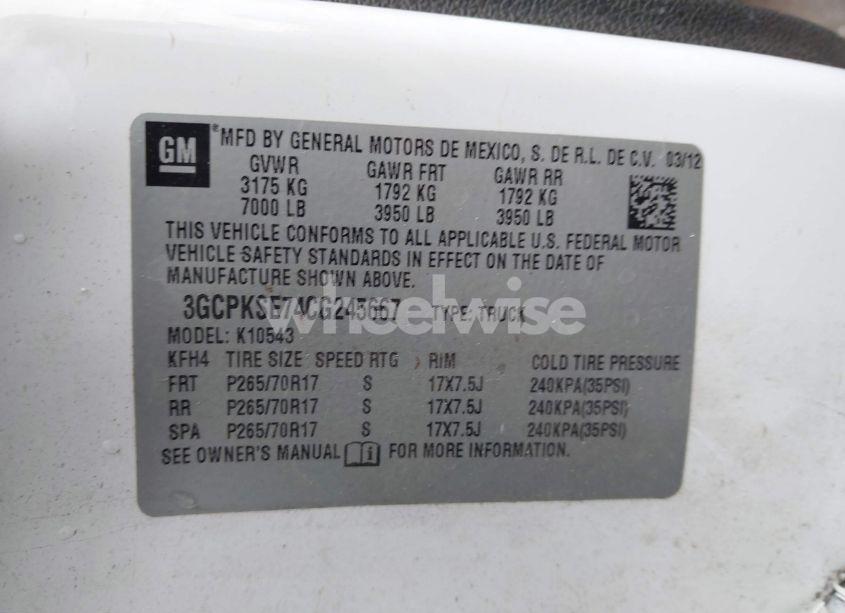 Photo 9 of 2012 Chevrolet Silverado 1500 LT (VIN 3GCPKSE74CG245667)