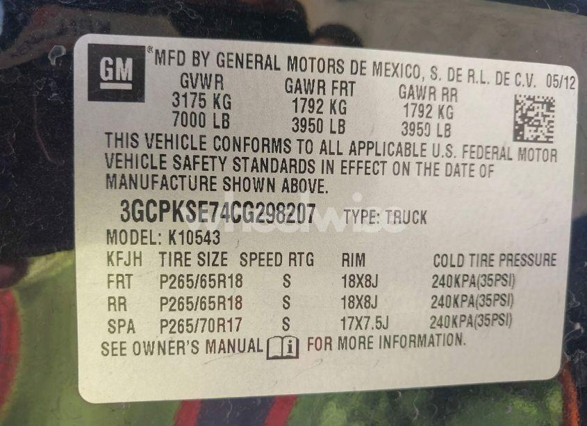 Photo 9 of 2012 Chevrolet Silverado 1500 LT (VIN 3GCPKSE74CG298207)