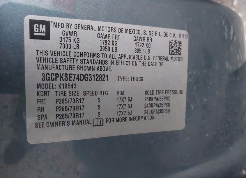 Photo 9 of 2013 Chevrolet Silverado 1500 LT (VIN 3GCPKSE74DG312821)