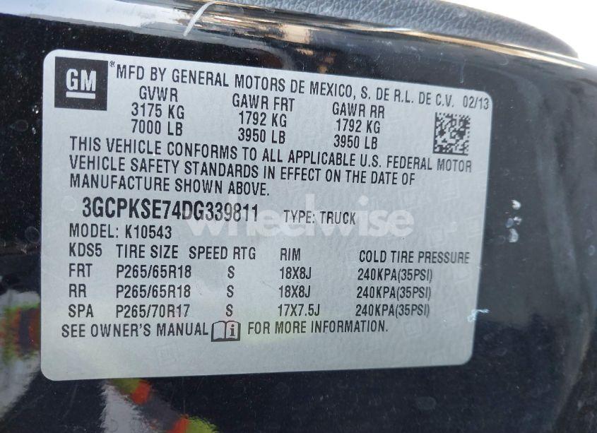 Photo 9 of 2013 Chevrolet Silverado 1500 LT (VIN 3GCPKSE74DG339811)