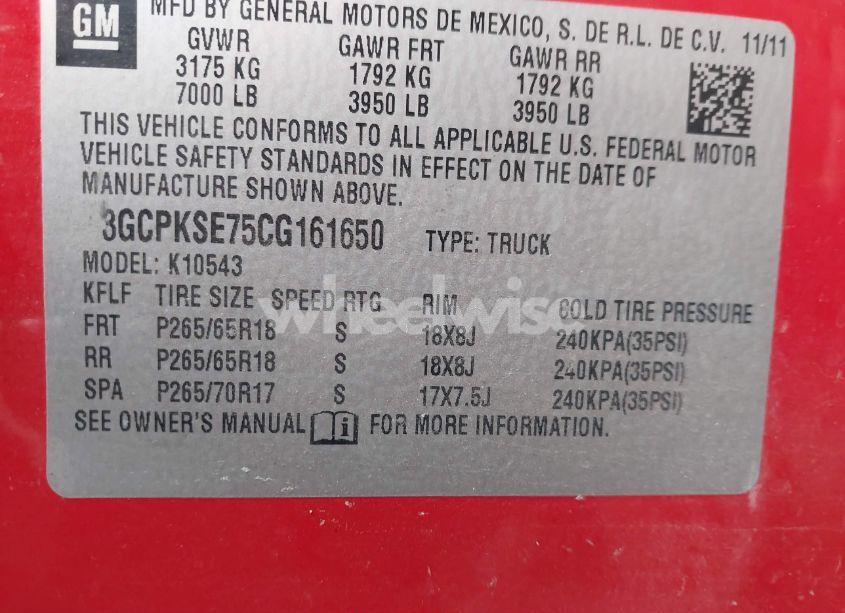 Photo 9 of 2012 Chevrolet Silverado 1500 LT (VIN 3GCPKSE75CG161650)