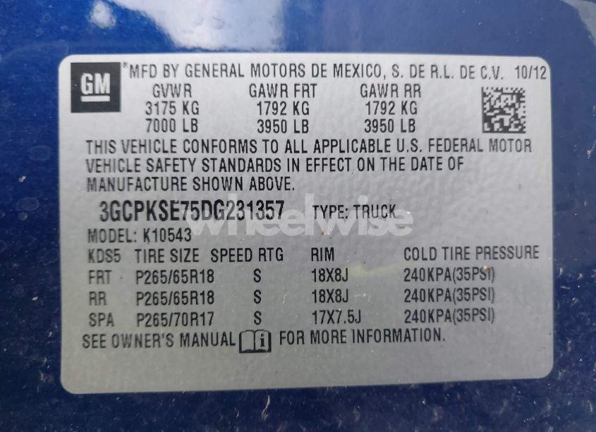 Photo 9 of 2013 Chevrolet Silverado 1500 LT (VIN 3GCPKSE75DG231357)
