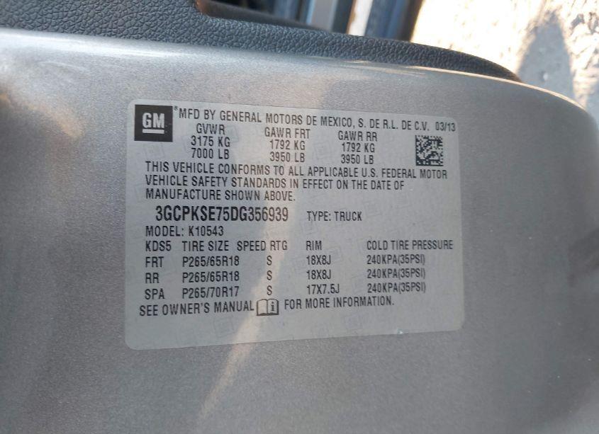 Photo 9 of 2013 Chevrolet Silverado 1500 LT (VIN 3GCPKSE75DG356939)