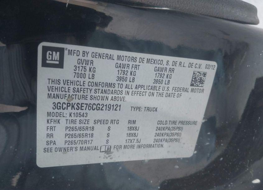 Photo 9 of 2012 Chevrolet Silverado 1500 LT (VIN 3GCPKSE76CG219121)