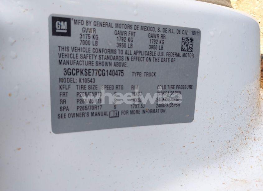 Photo 9 of 2012 Chevrolet Silverado 1500 LT (VIN 3GCPKSE77CG140475)