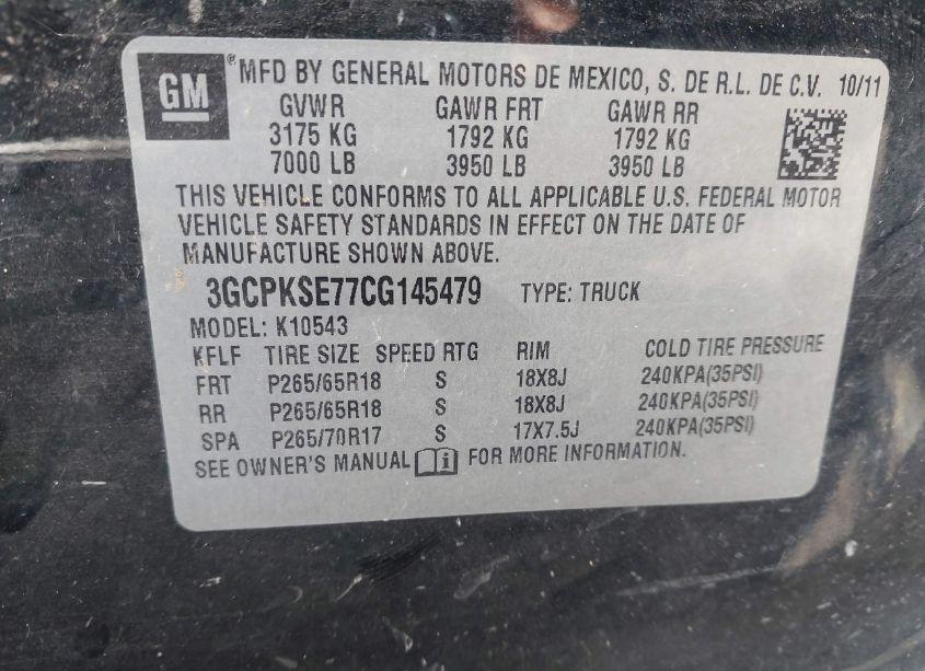 Photo 9 of 2012 Chevrolet Silverado 1500 LT (VIN 3GCPKSE77CG145479)