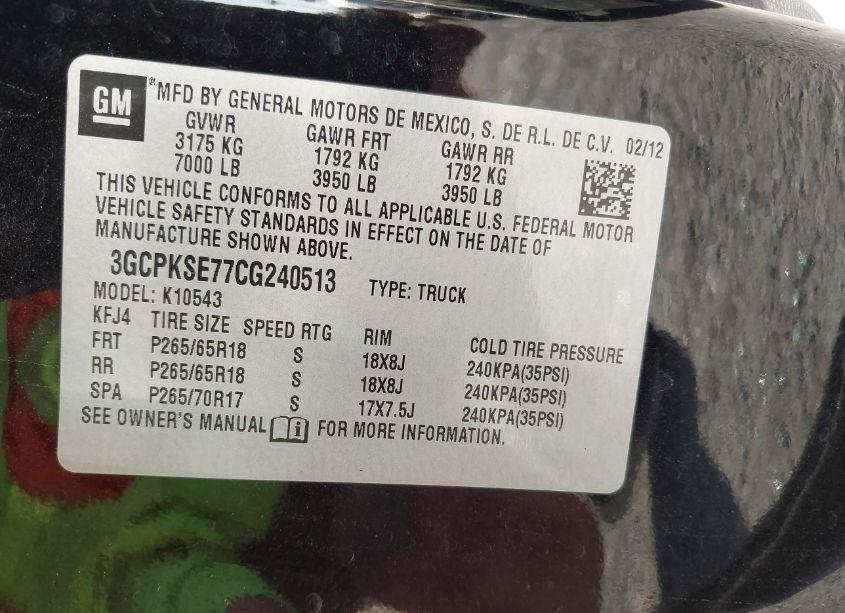 Photo 9 of 2012 Chevrolet Silverado 1500 LT (VIN 3GCPKSE77CG240513)