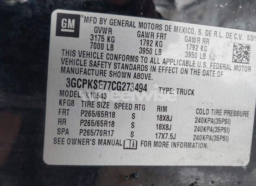 Photo 9 of 2012 Chevrolet Silverado 1500 LT (VIN 3GCPKSE77CG273494)