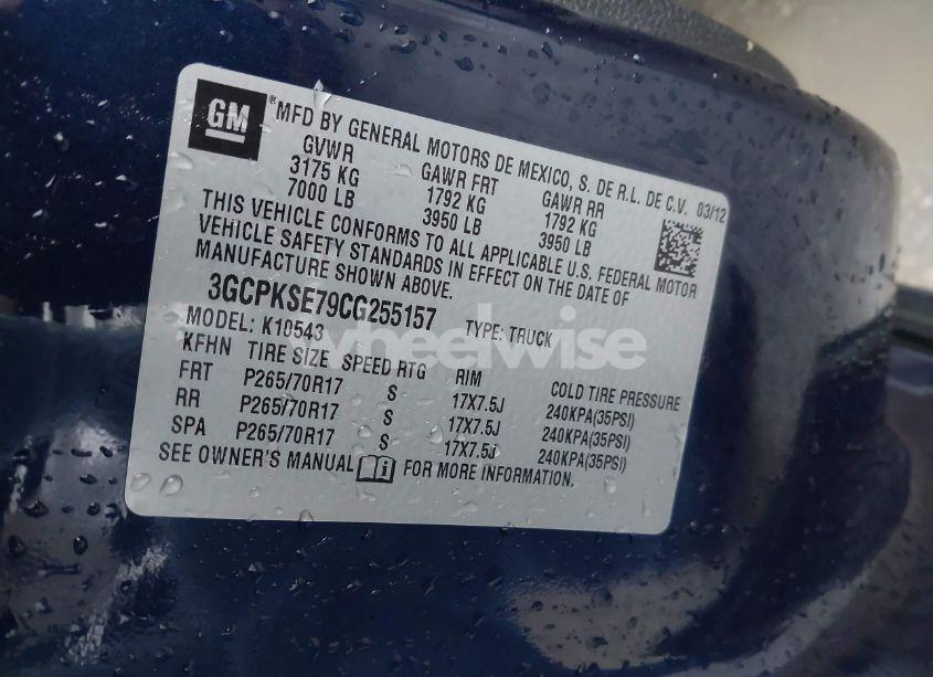 Photo 9 of 2012 Chevrolet Silverado 1500 LT (VIN 3GCPKSE79CG255157)