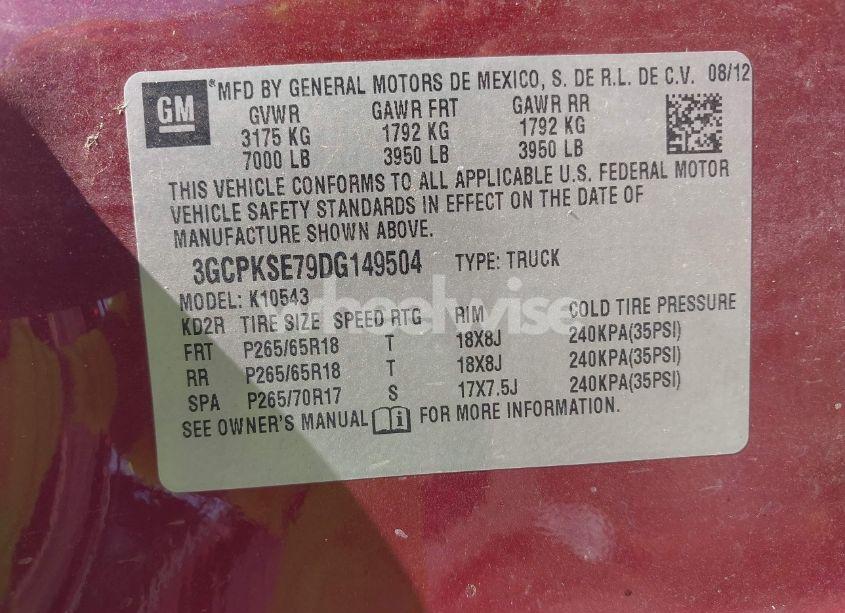 Photo 9 of 2013 Chevrolet Silverado 1500 LT (VIN 3GCPKSE79DG149504)