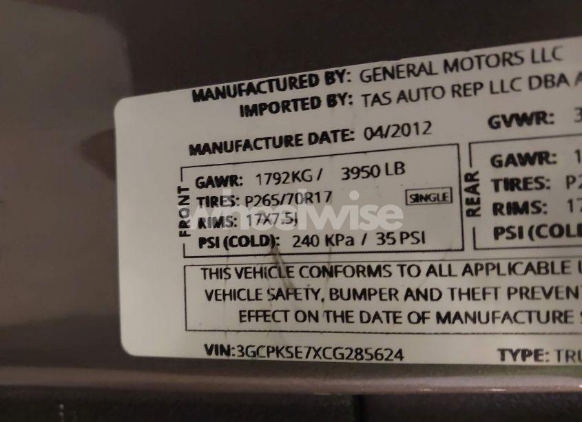 Photo 9 of 2012 Chevrolet Silverado 1500 LT (VIN 3GCPKSE7XCG285624)