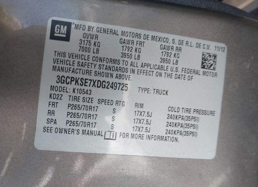 Photo 9 of 2013 Chevrolet Silverado 1500 LT (VIN 3GCPKSE7XDG249725)