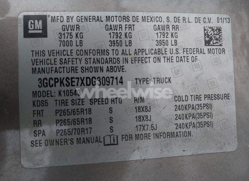 Photo 9 of 2013 Chevrolet Silverado 1500 LT (VIN 3GCPKSE7XDG309714)