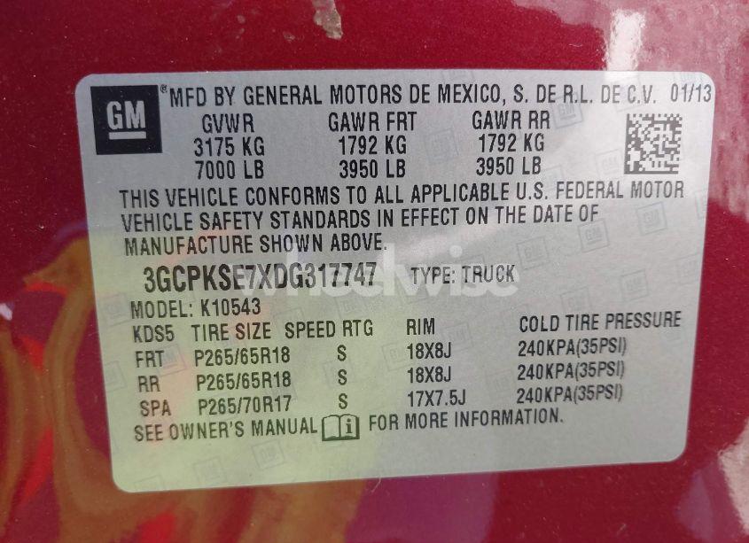 Photo 9 of 2013 Chevrolet Silverado 1500 LT (VIN 3GCPKSE7XDG317747)