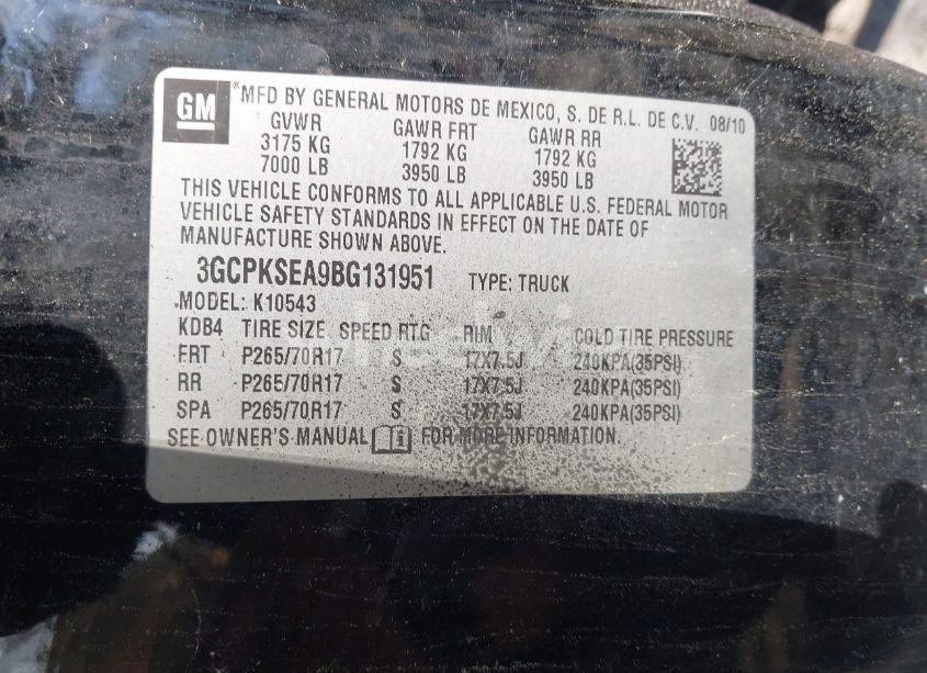 Photo 9 of 2011 Chevrolet Silverado 1500 LT (VIN 3GCPKSEA9BG131951)