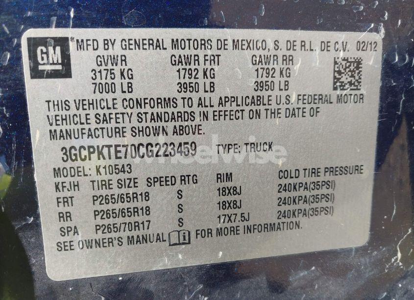 Photo 9 of 2012 Chevrolet Silverado 1500 LTZ (VIN 3GCPKTE70CG223459)