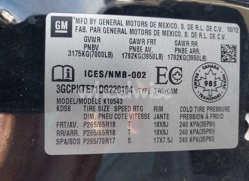 Photo 9 of 2013 Chevrolet Silverado 1500 LTZ (VIN 3GCPKTE71DG220104)