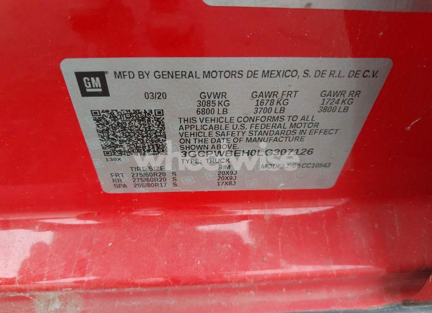 Photo 9 of 2020 Chevrolet Silverado 1500 2WD SHORT BED CUSTOM (VIN 3GCPWBEH0LG307126)