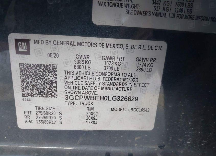 Photo 9 of 2020 Chevrolet Silverado 1500 2WD SHORT BED CUSTOM (VIN 3GCPWBEH0LG326629)