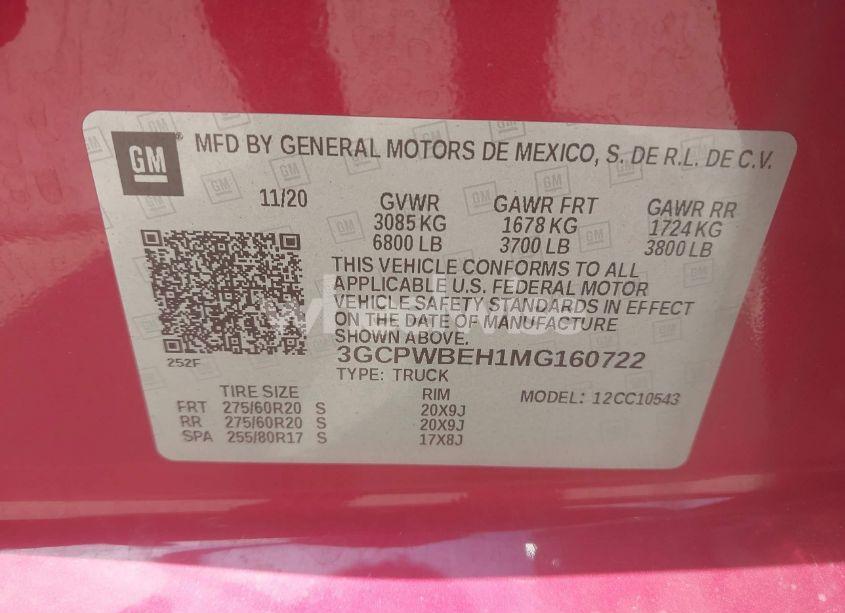 Photo 9 of 2021 Chevrolet Silverado 1500 2WD SHORT BED CUSTOM (VIN 3GCPWBEH1MG160722)