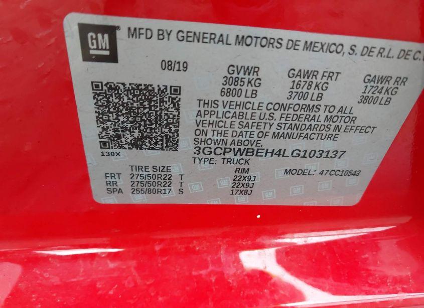 Photo 9 of 2020 Chevrolet Silverado 1500 2WD SHORT BED CUSTOM (VIN 3GCPWBEH4LG103137)