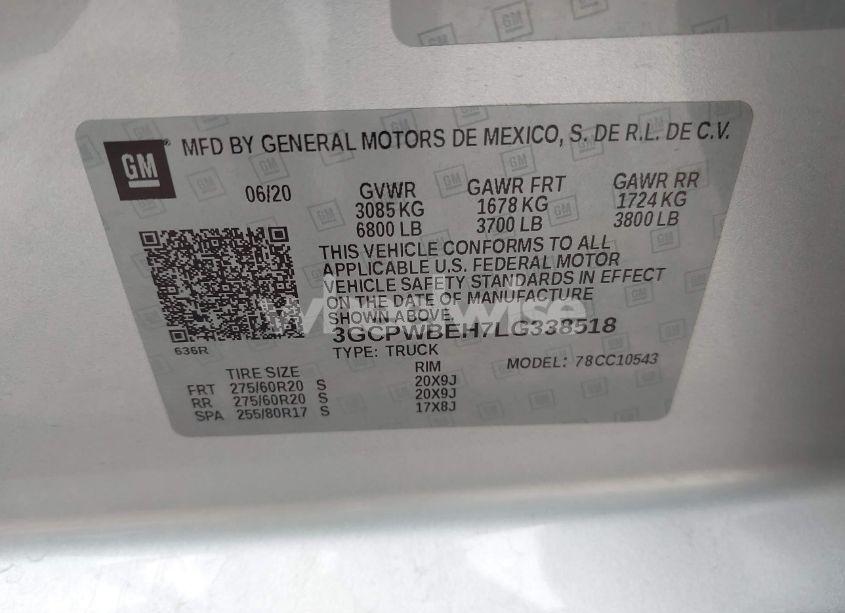 Photo 9 of 2020 Chevrolet Silverado 1500 2WD SHORT BED CUSTOM (VIN 3GCPWBEH7LG338518)