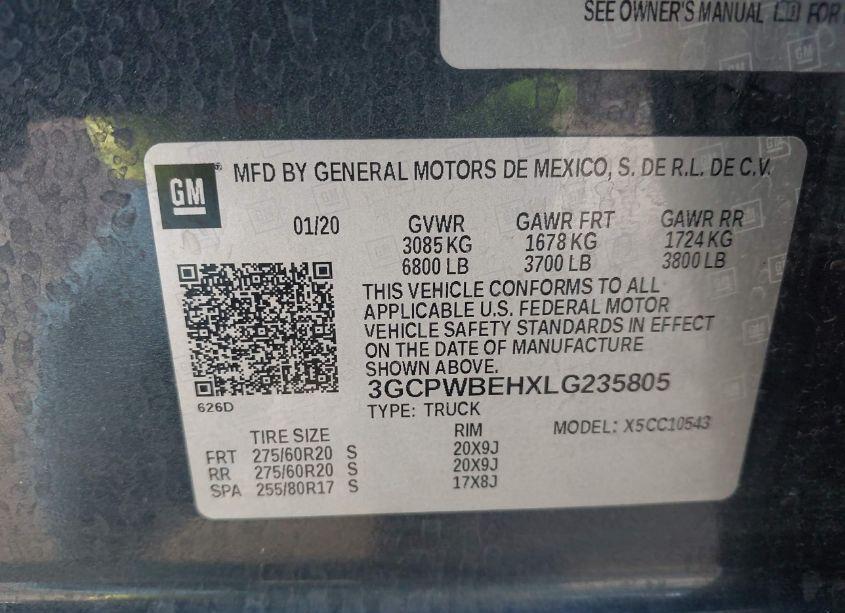 Photo 9 of 2020 Chevrolet Silverado 1500 2WD SHORT BED CUSTOM (VIN 3GCPWBEHXLG235805)