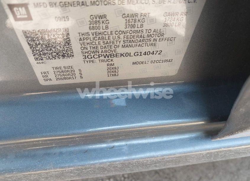 Photo 9 of 2020 Chevrolet Silverado 1500 2WD SHORT BED CUSTOM (VIN 3GCPWBEK0LG140472)