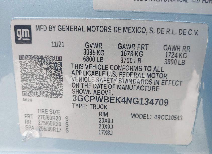 Photo 9 of 2022 Chevrolet Silverado 1500 LTD 2WD SHORT BED CUSTOM (VIN 3GCPWBEK4NG134709)