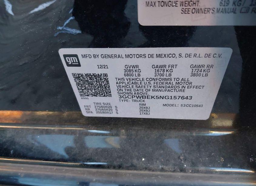 Photo 9 of 2022 Chevrolet Silverado 1500 LTD 2WD SHORT BED CUSTOM (VIN 3GCPWBEK5NG157643)