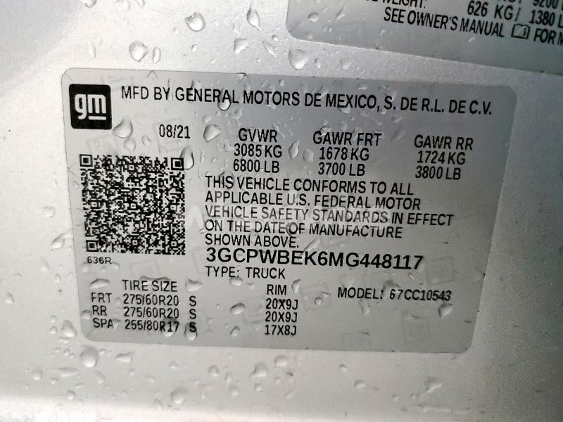 Photo 9 of 2021 CHEVROLET SILVERADO C1500 CUSTOM (VIN 3GCPWBEK6MG448117)