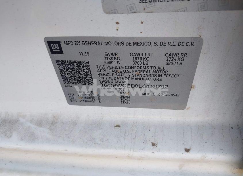 Photo 9 of 2020 Chevrolet Silverado 1500 2WD SHORT BED LT (VIN 3GCPWCED0LG189792)