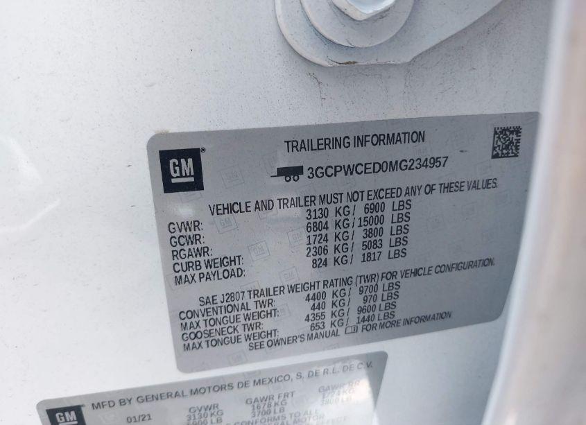 Photo 9 of 2021 Chevrolet Silverado 1500 2WD SHORT BED LT (VIN 3GCPWCED0MG234957)