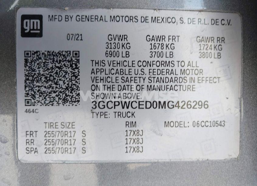 Photo 9 of 2021 Chevrolet Silverado 1500 2WD SHORT BED LT (VIN 3GCPWCED0MG426296)
