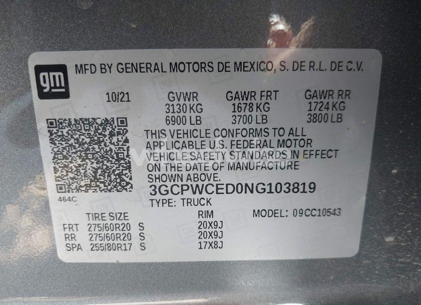 Photo 9 of 2022 Chevrolet Silverado 1500 LTD 2WD SHORT BED LT (VIN 3GCPWCED0NG103819)