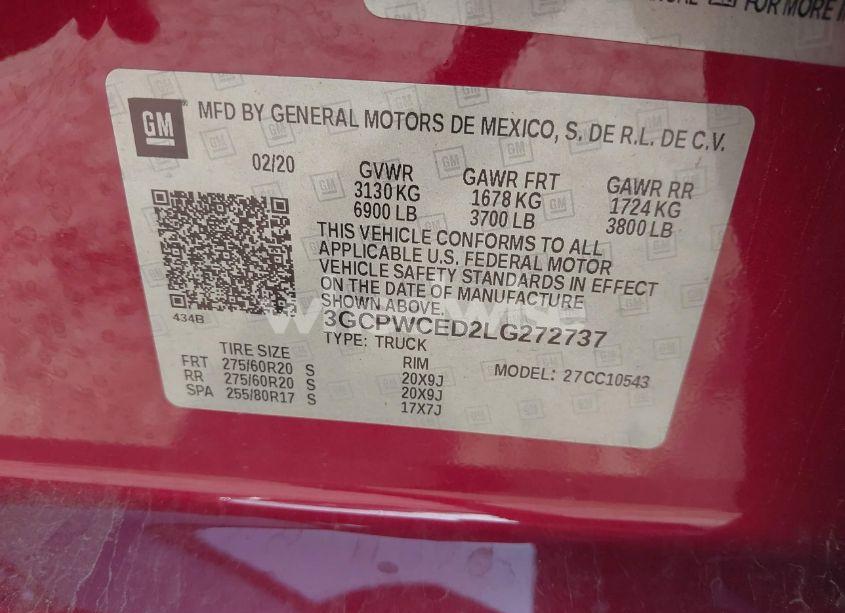 Photo 9 of 2020 Chevrolet Silverado 1500 2WD SHORT BED LT (VIN 3GCPWCED2LG272737)