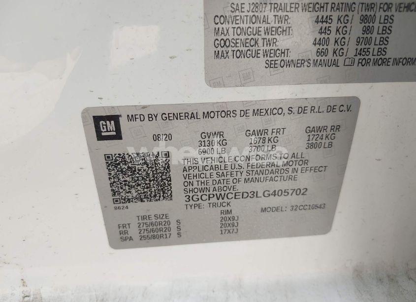 Photo 9 of 2020 Chevrolet Silverado 1500 2WD SHORT BED LT (VIN 3GCPWCED3LG405702)