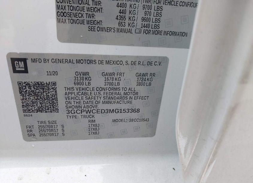 Photo 9 of 2021 Chevrolet Silverado 1500 2WD SHORT BED LT (VIN 3GCPWCED3MG153368)