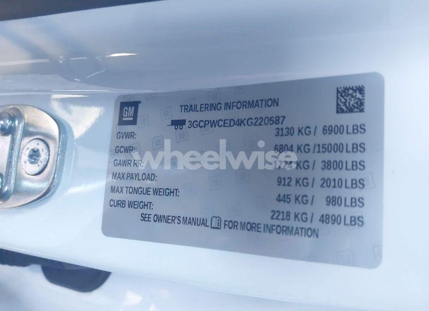 Photo 9 of 2019 Chevrolet Silverado 1500 LT (VIN 3GCPWCED4KG220587)