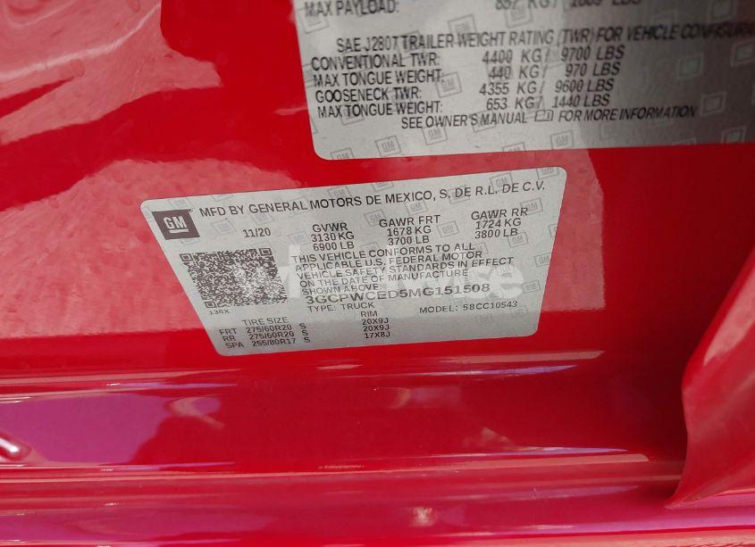 Photo 9 of 2021 Chevrolet Silverado 1500 2WD SHORT BED LT (VIN 3GCPWCED5MG151508)