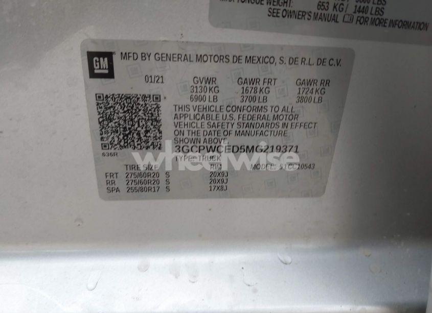 Photo 9 of 2021 Chevrolet Silverado 1500 2WD SHORT BED LT (VIN 3GCPWCED5MG219371)