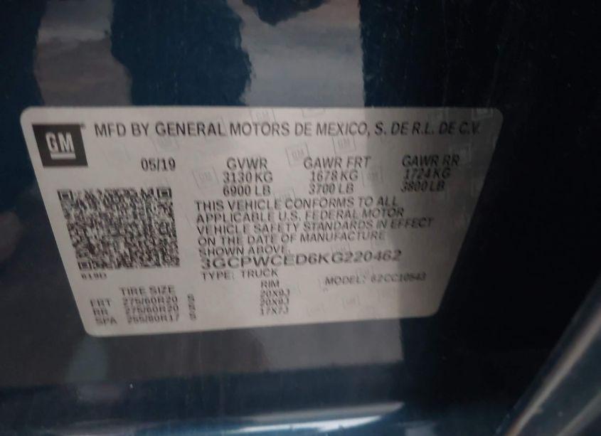 Photo 9 of 2019 Chevrolet Silverado 1500 LT (VIN 3GCPWCED6KG220462)