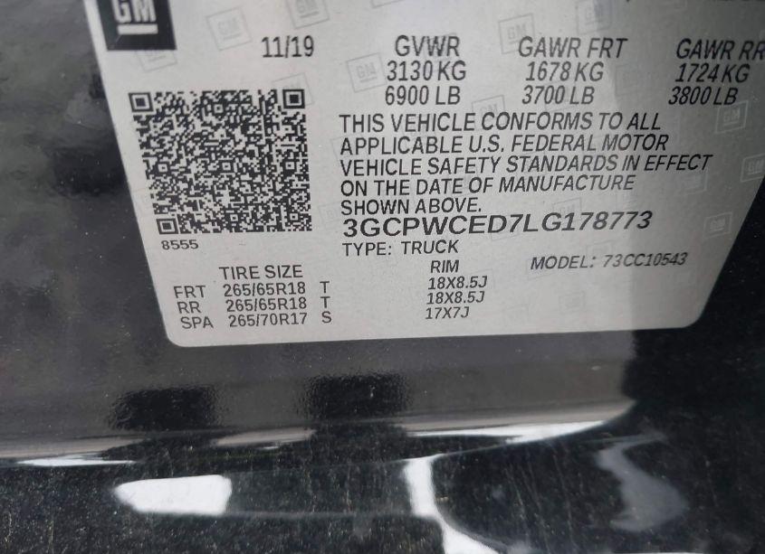 Photo 9 of 2020 Chevrolet Silverado 1500 2WD SHORT BED LT (VIN 3GCPWCED7LG178773)