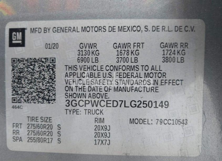 Photo 9 of 2020 Chevrolet Silverado 1500 2WD SHORT BED LT (VIN 3GCPWCED7LG250149)