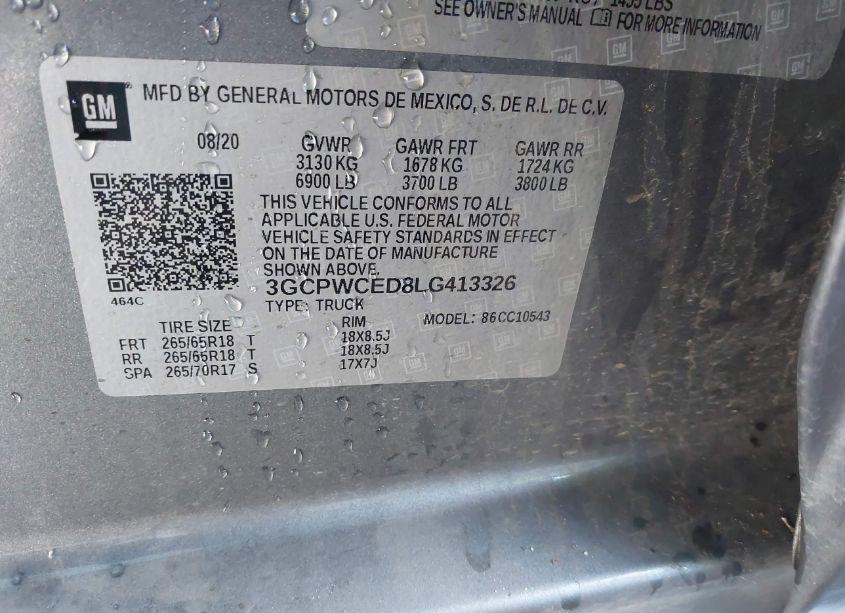 Photo 9 of 2020 Chevrolet Silverado 1500 2WD SHORT BED LT (VIN 3GCPWCED8LG413326)