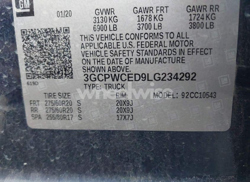 Photo 9 of 2020 Chevrolet Silverado 1500 2WD SHORT BED LT (VIN 3GCPWCED9LG234292)