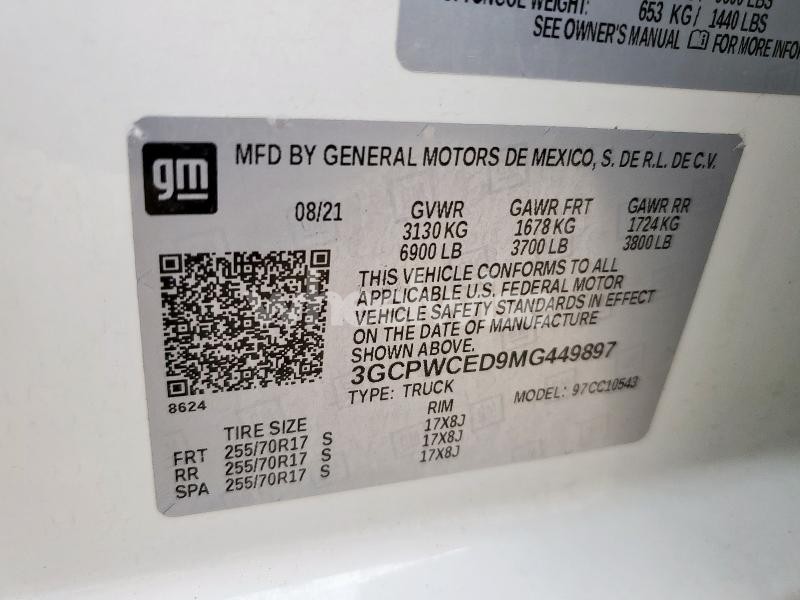 Photo 8 of 2021 CHEVROLET SILVERADO C1500 LT (VIN 3GCPWCED9MG449897)