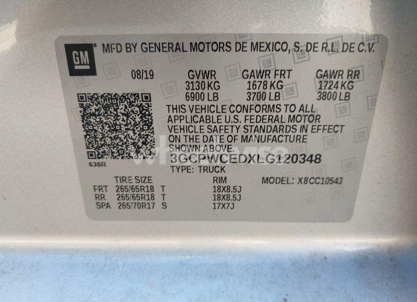 Photo 9 of 2020 Chevrolet Silverado 1500 2WD SHORT BED LT (VIN 3GCPWCEDXLG120348)