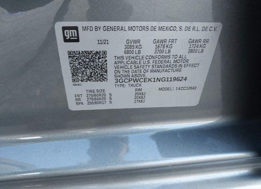 Photo 9 of 2022 Chevrolet Silverado 1500 LTD (VIN 3GCPWCEK1NG119624)