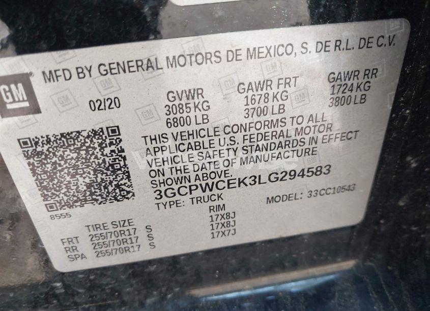 Photo 9 of 2020 Chevrolet Silverado 1500 2WD SHORT BED LT (VIN 3GCPWCEK3LG294583)